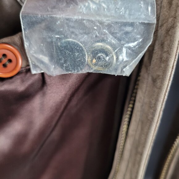 VTG Aggio Brown Genuine Soft Leather Full Zip Snap Pockets Bomber Jacket Large L - Picture 16 of 16